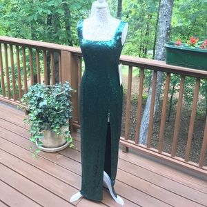 Elegant sequence, emerald green gown